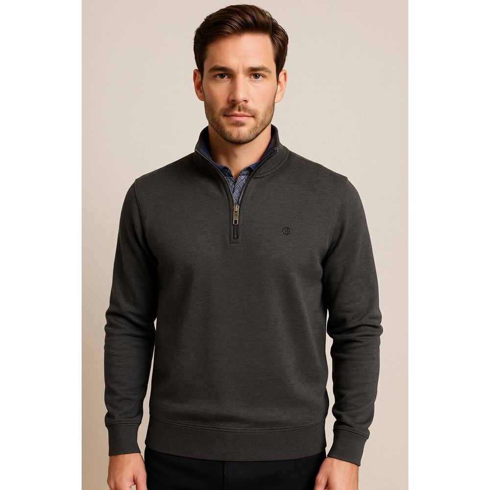 Ted Baker London Quarter Zip Sweater Gray Sz 5 (XL) Preppy Oldmoney Quietluxury